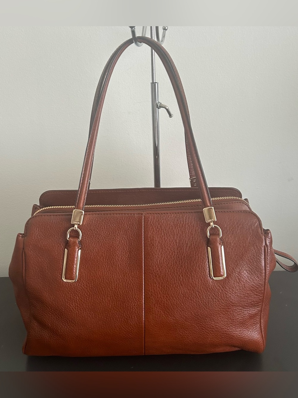 Coach Brown Madison Kimberly Carryall Cognac Pebbled Leather Shoulder bag Tote - Picture 7 of 15